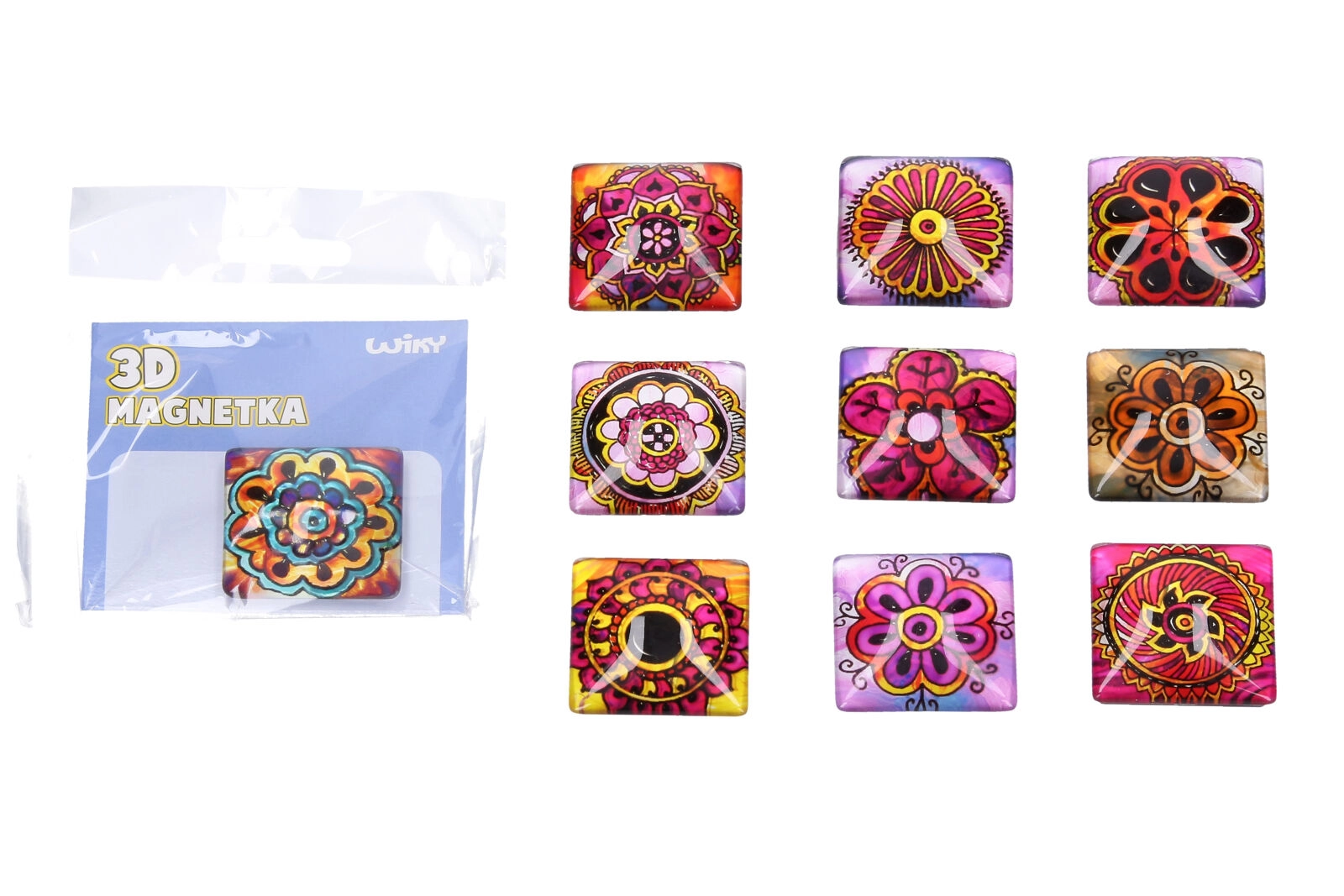 Sklenený magnet mandala 4 × 4 cm