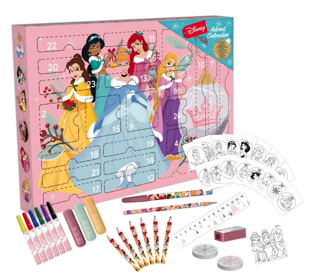 Adventný kalendár Disney Princezné – kreatívna papiernická sada