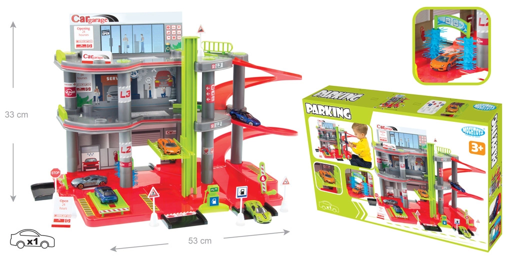 Mochtoys trojposchodová garáž s autíčkom