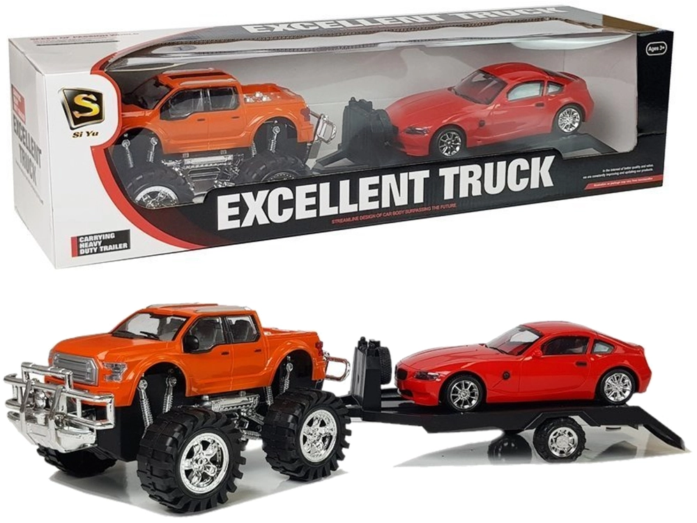 E-shop LEAN TOYS Odťahovacie vozidlo Monster Truck s autom 58 cm oranžové