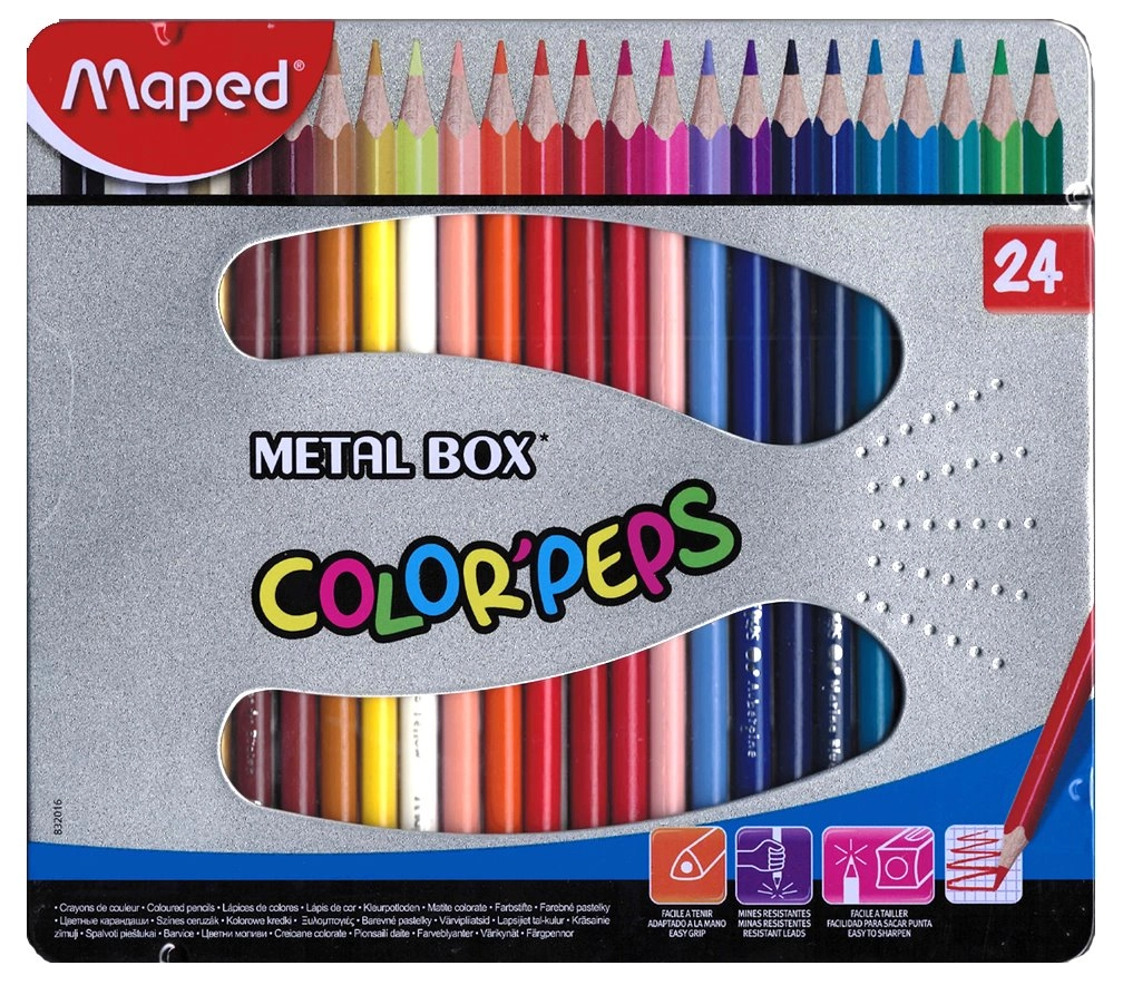 E-shop Trojhranné pastelky Maped Color'Peps 24 ks v plechovej krabičke