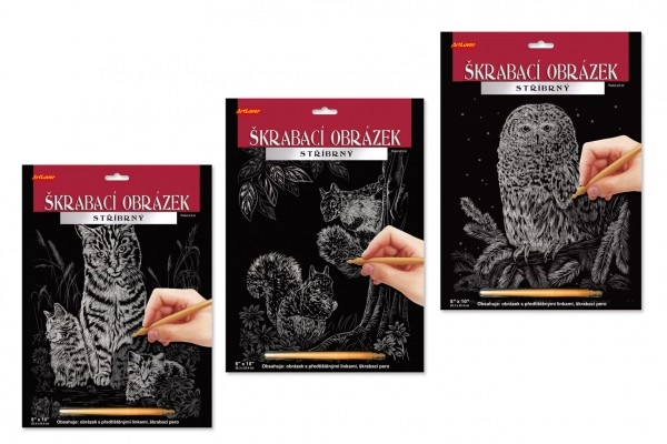 E-shop Škrabací obrázok strieborný A4 23x32cm 3 druhy