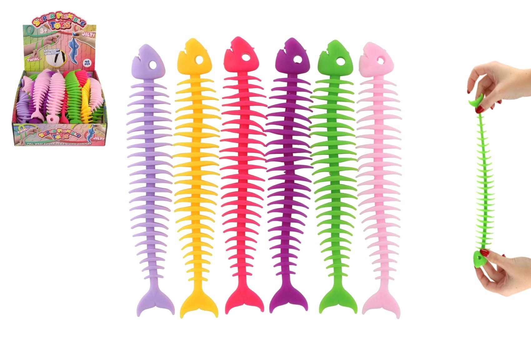 Antistresová naťahovacia hračka rybia kostra zo silikónu