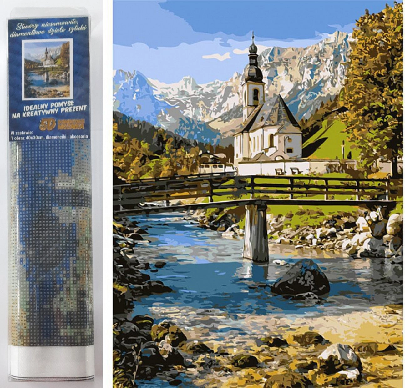 E-shop Norimpex diamantové maľovanie Kostol v Ramsau 30 x 40 cm