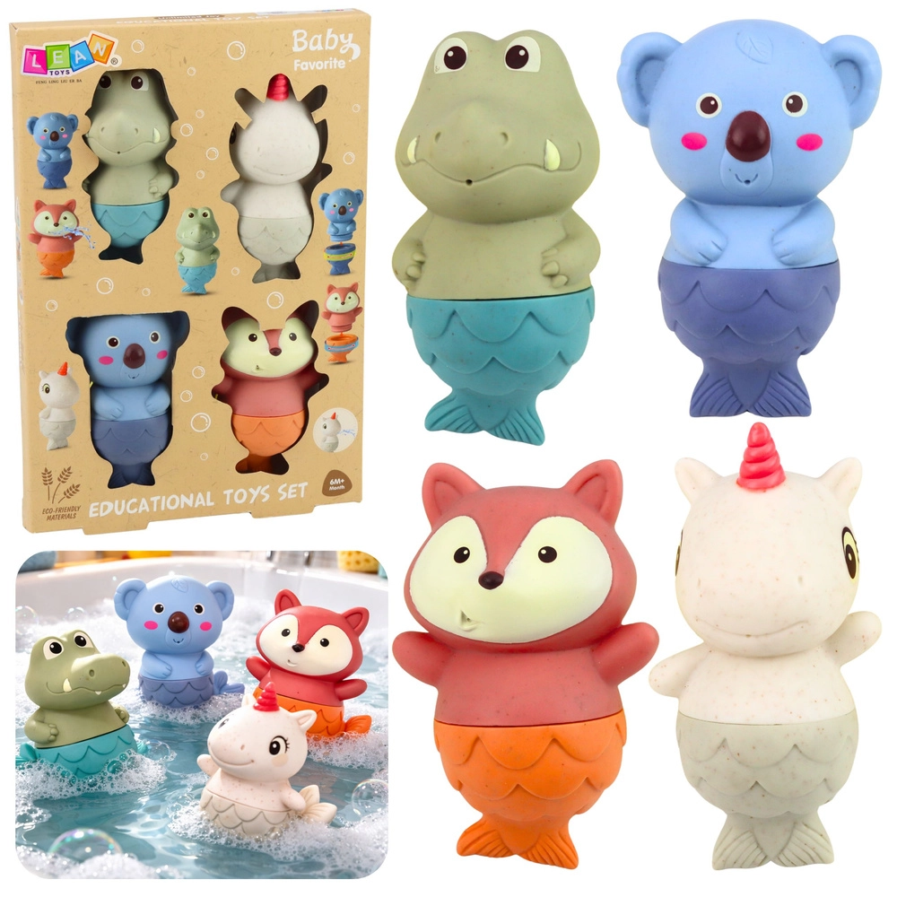 Sada kúpeľňových hračiek zvieratká morských víl, 4 ks