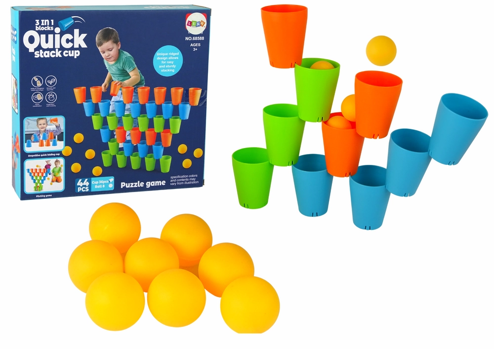 E-shop LEAN Toys LeanToys hra s motivem kelímků 3 v 1 44 dielov