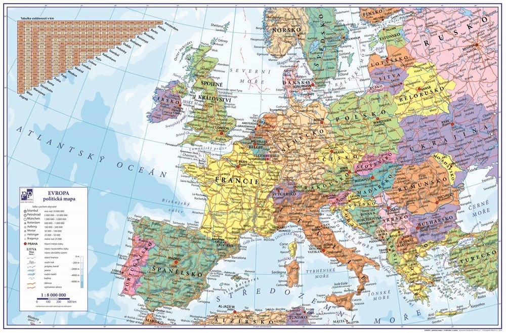 E-shop KARTON PP Podložka na stôl s mapou Európy 40x60cm