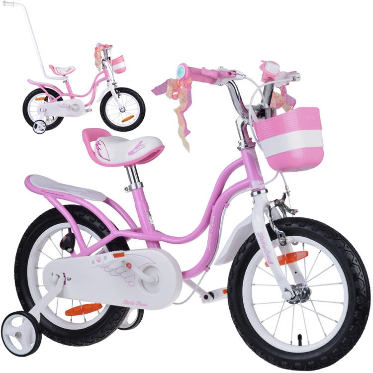 RoyalBaby detský bicykel 14" Little Swan s doplnkami – Ružová