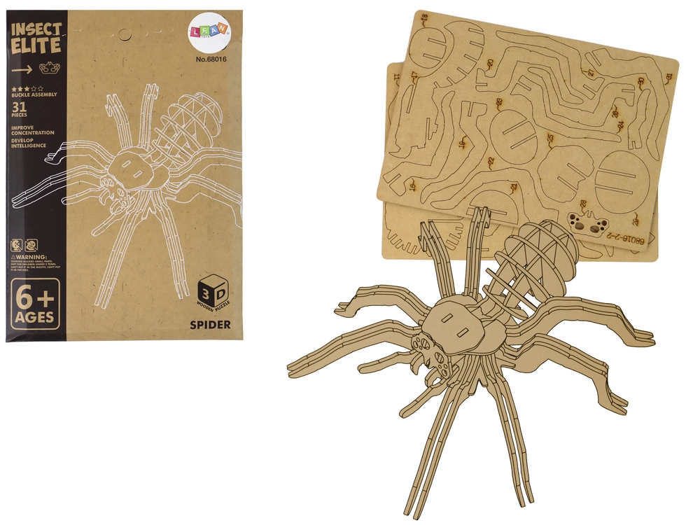 E-shop Lean Drevené 3D puzzle Pavúk 31 ks