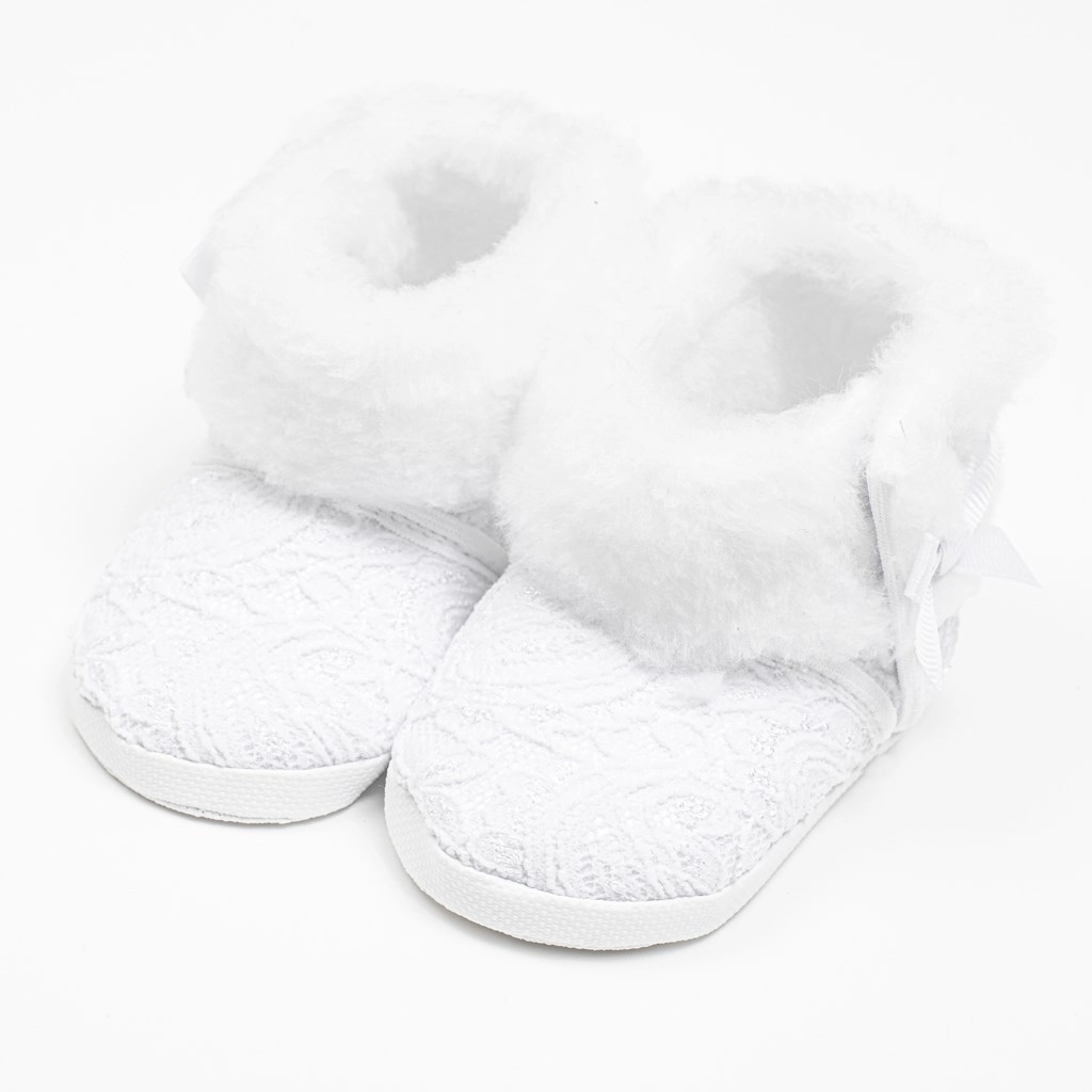 dojčenské zimné čipkované čižmičky New Baby biele (0–3 mesiace)