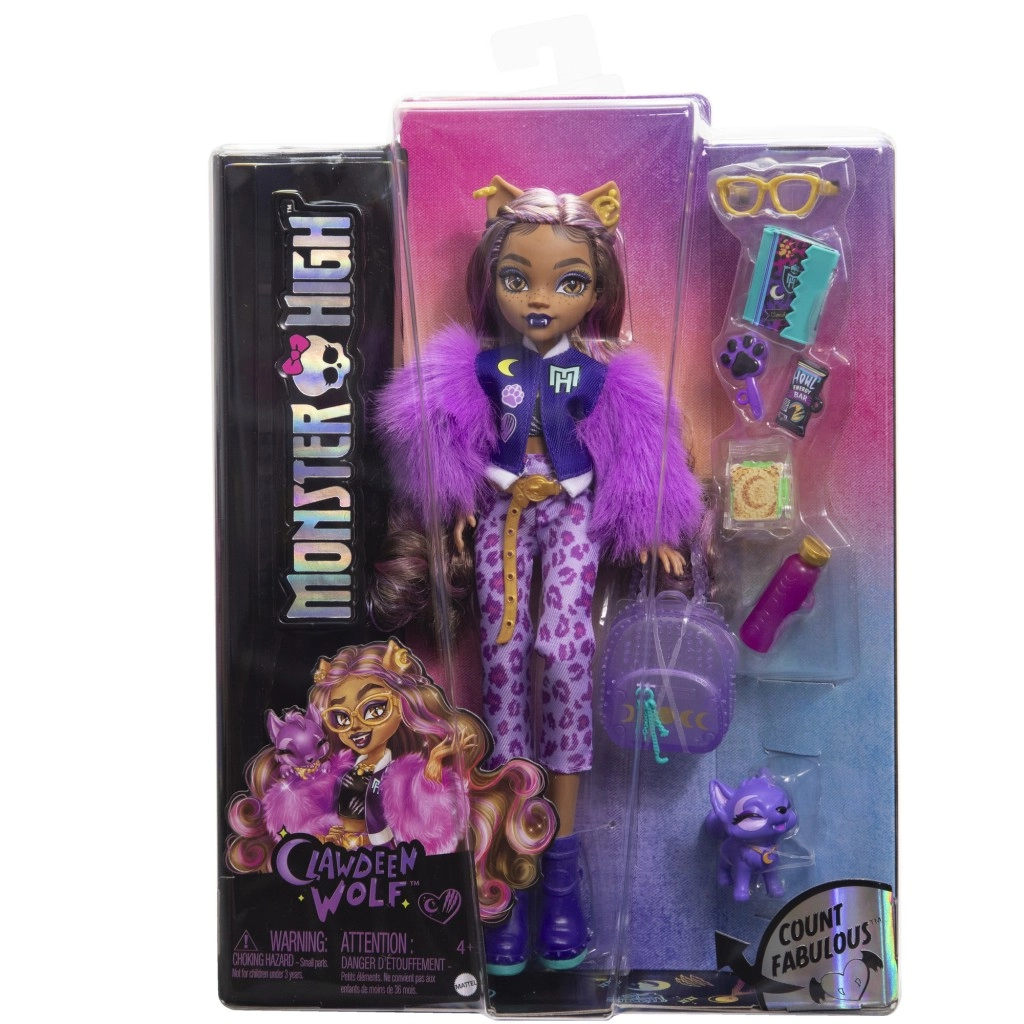 Mattel Monster High Fashion Doll Clawdeen Wolf & Pet Dog Crescent HRP65