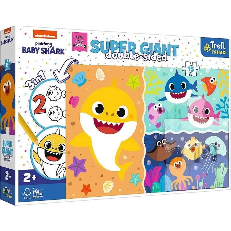 E-shop Trefl Oboustranné Baby Shark SUPER GIANT 15 dielov