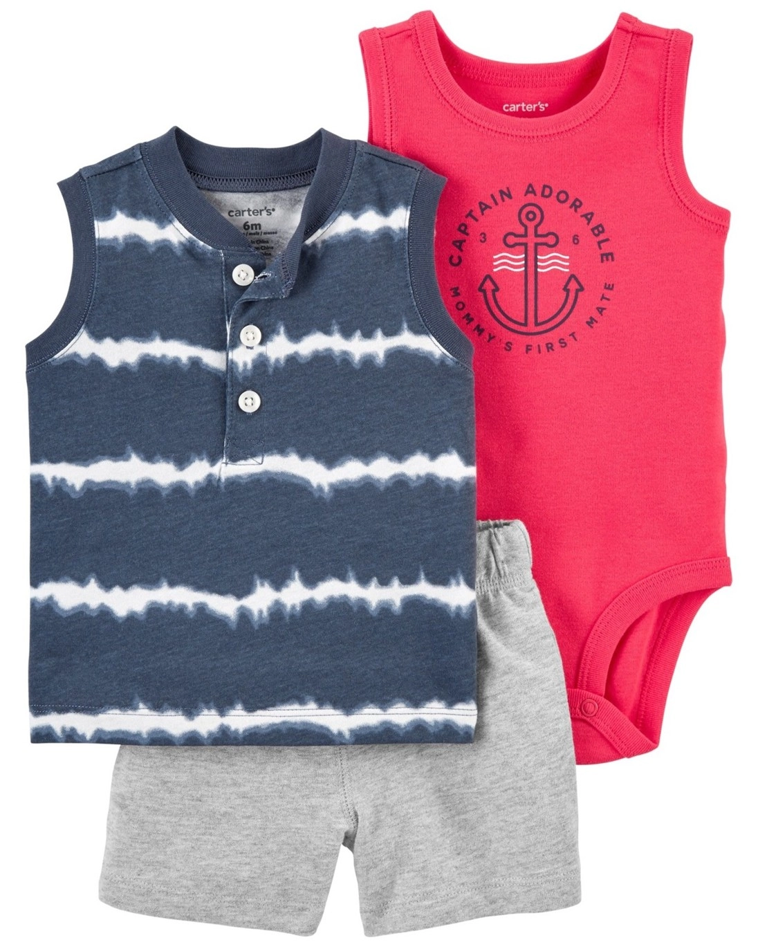 E-shop Carter's Set 3dielny body tielko tričko bez rukávov nohavice kr. Blue Tie chlapec