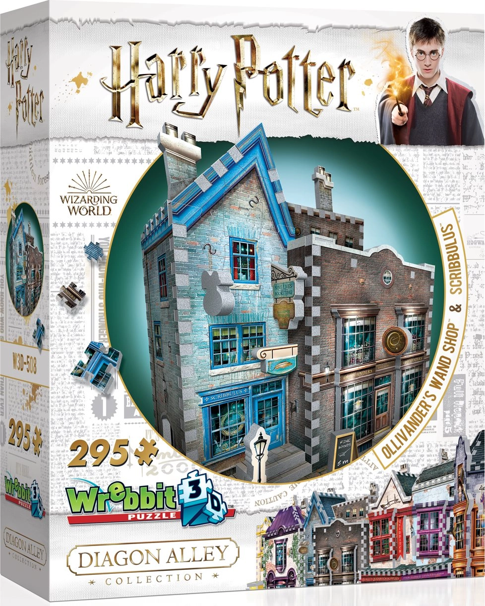 E-shop Wrebbit 3D puzzle Harry Potter: Obchod s hůlkami pana Olivandera a Scribbulus 295 ks