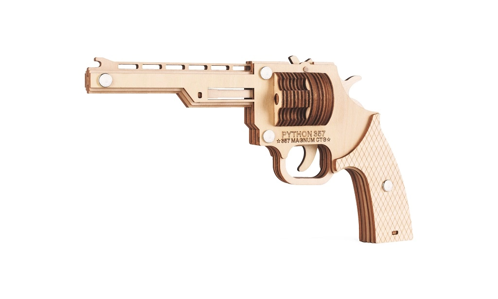 E-shop Drevené 3D puzzle revolver na gumičky