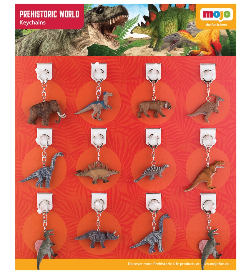 E-shop Mojo Displej 36 ks príveskov na kľúče - Prehistorické zvieratá