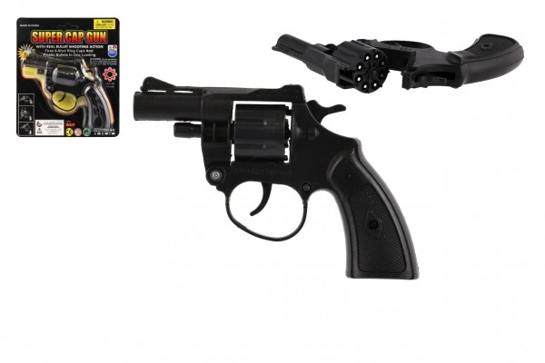 E-shop Teddies Revolver/pistole na kapsle 8 ran plast 13cm na kartě 15x18x2cm