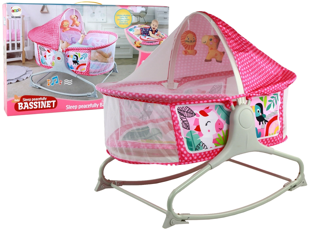 E-shop Lean Toys multifunkčná postieľka 2v1 ružová