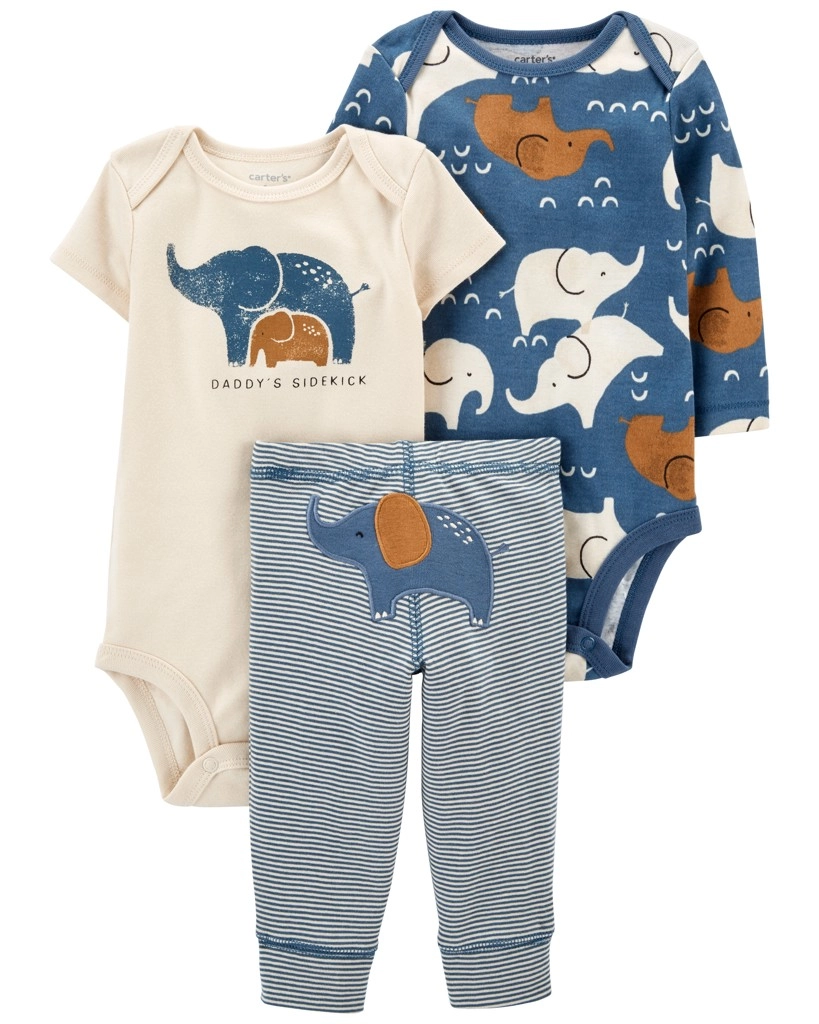 E-shop Carter’s Set 3dielny body dl. rukáv, body kr. rukáv tepláky Blue Elephant chlapec LBB