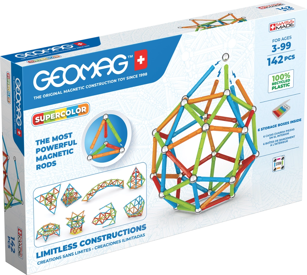 E-shop Geomag Supercolor stavebnica 142 dielikov z recyklovaného plastu