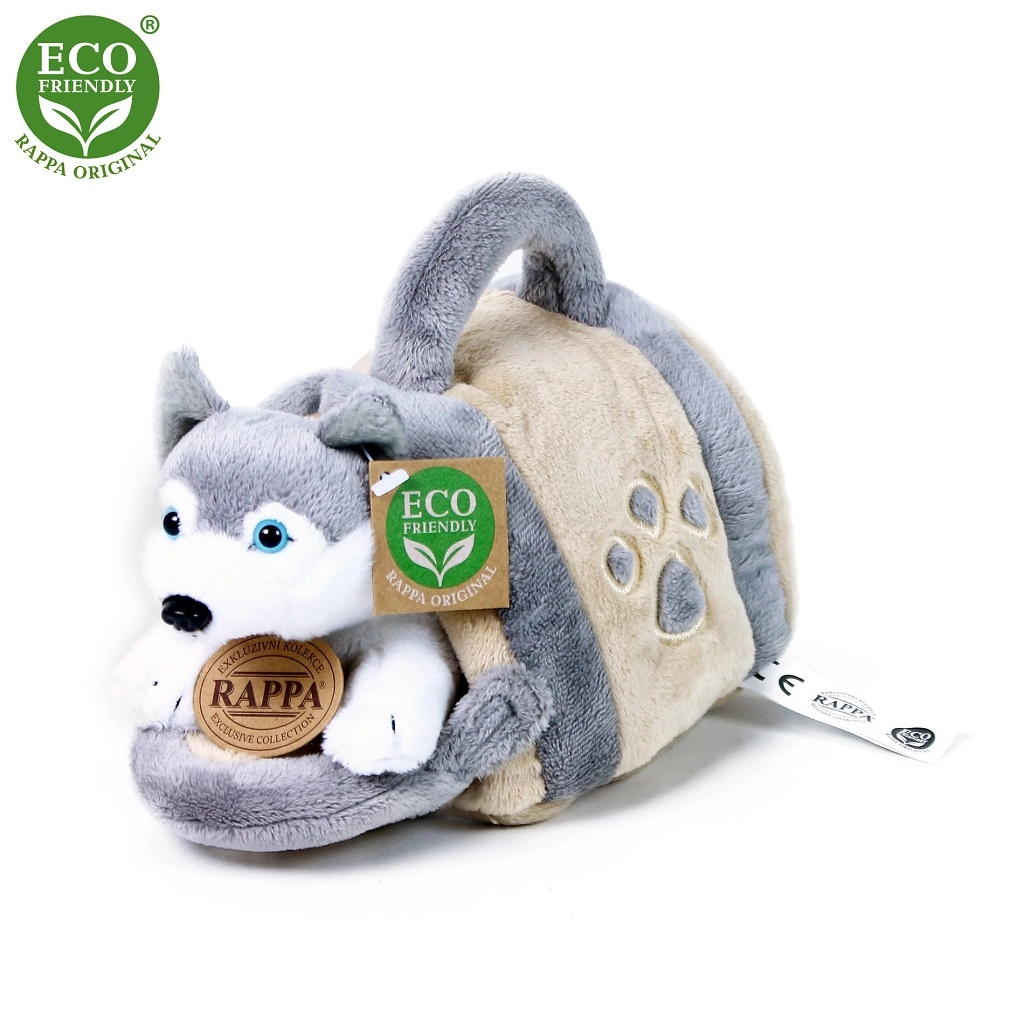 Rappa plyšový pes Husky s prepravkou 13 cm ekologický