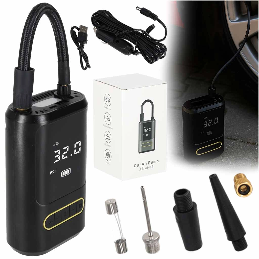 Elektrická prenosná pumpa a mini kompresor s powerbankou USB‑C