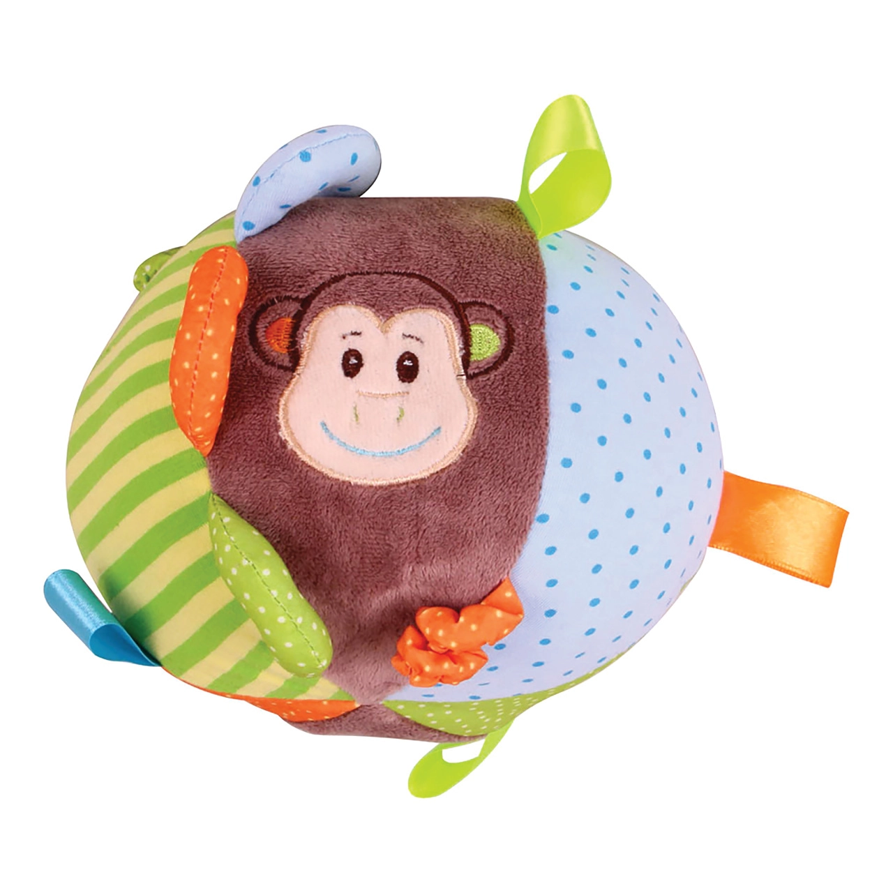 E-shop Bigjigs Textilná motorická guľa Opička Cheeky