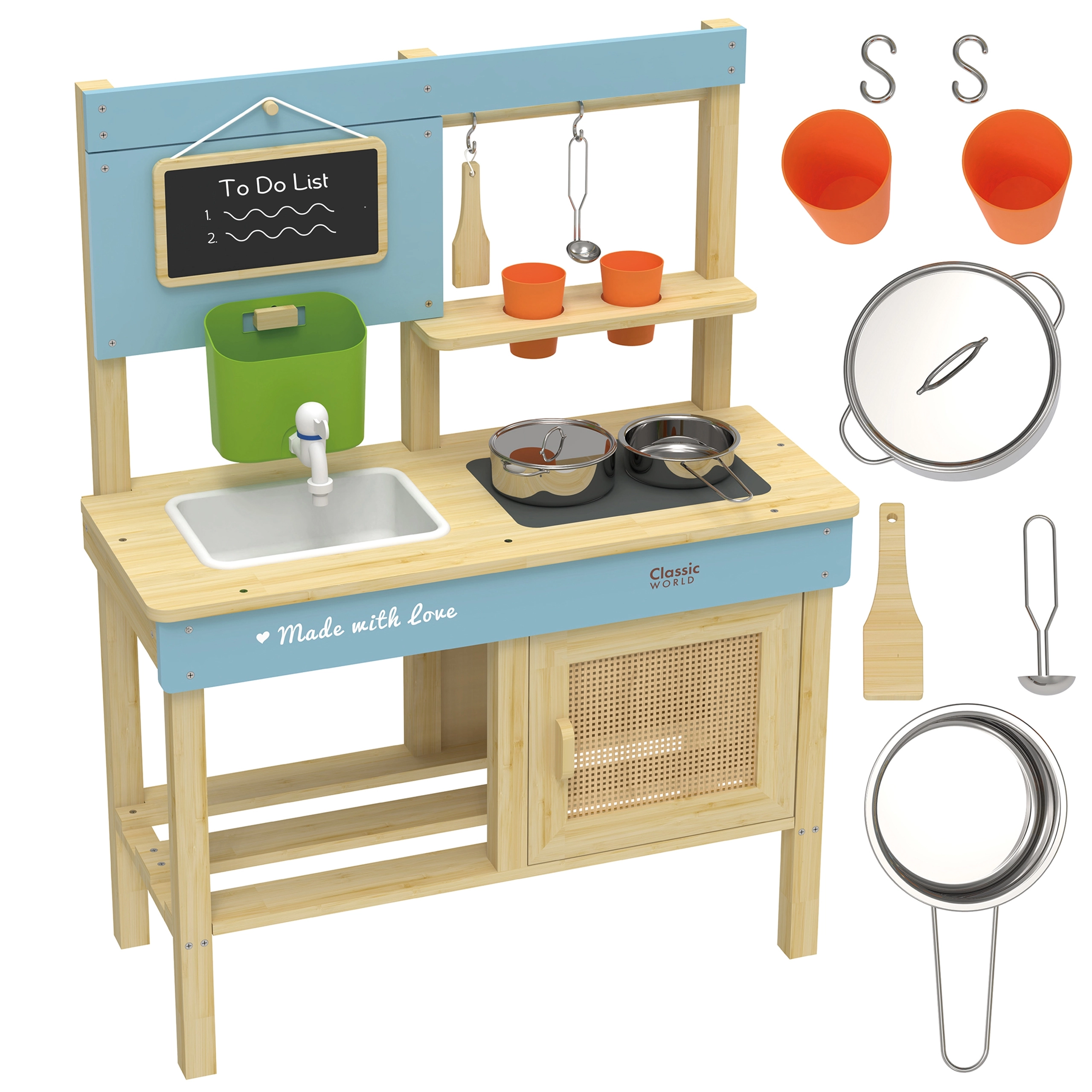 Drevená vonkajšia blatová kuchynka XXL s príslušenstvom CLASSIC WORLD