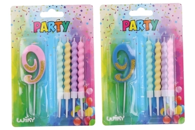 E-shop WIKY Párty sviečka číslo 9 + 4ks sviečok