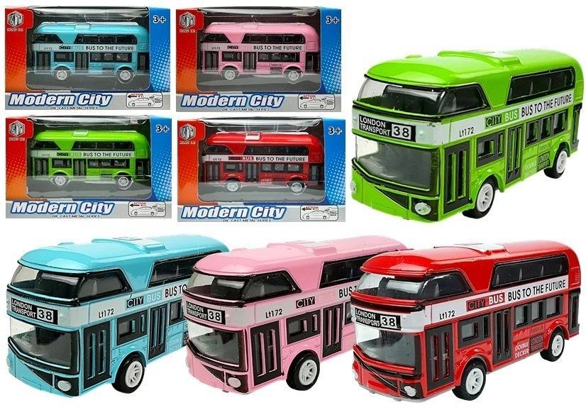 E-shop Poschodový autobus s naťahovacím pohonom – kovový model v 4 farbách
