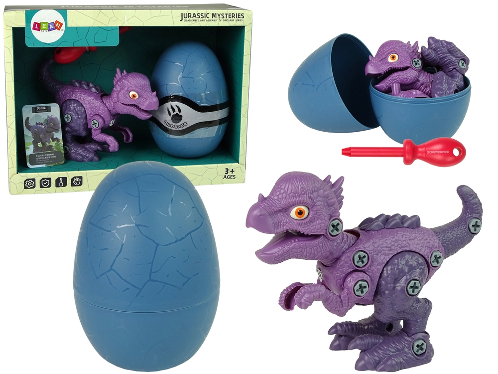 E-shop Lean Toys Sada Vajíčka s Dinosaurom na šrobovanie - fialový