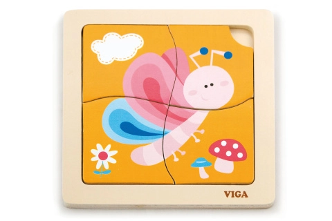 E-shop Drevené puzzle motýľ 4 dieliky VIGA
