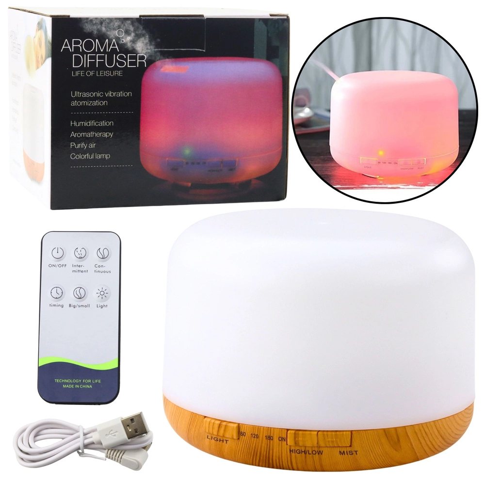 Ultrazvukový aróma difuzér a zvlhčovač vzduchu 300 ml s LED a diaľkovým ovládaním