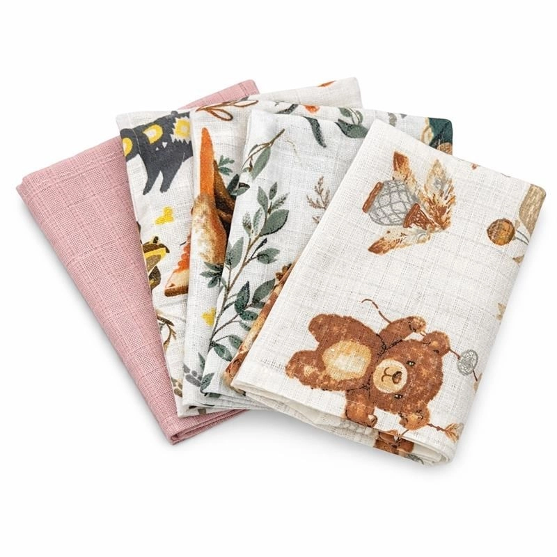 Bavlnené plienky s potlačou NEW BABY 60 × 80 cm, dievčenské, 5 ks