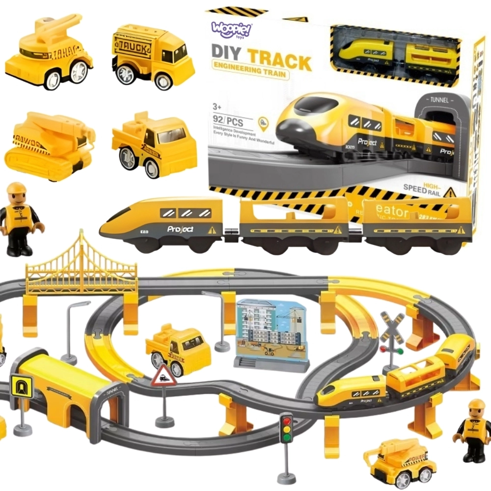 Woopie elektrická vláčkodráha – stavebný tím, 92 dielov
