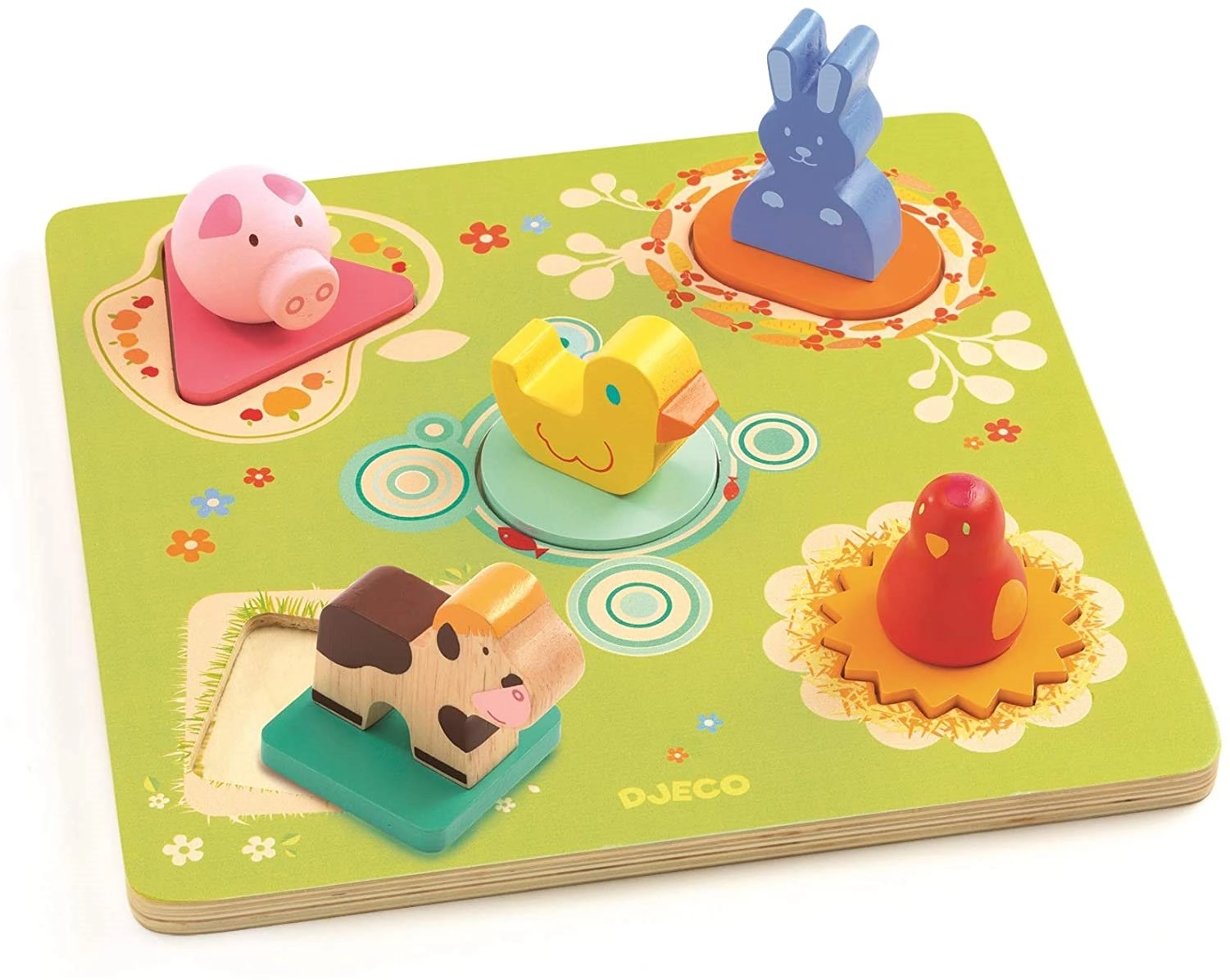 Djeco na farme – drevené vkladacie puzzle pre najmenších