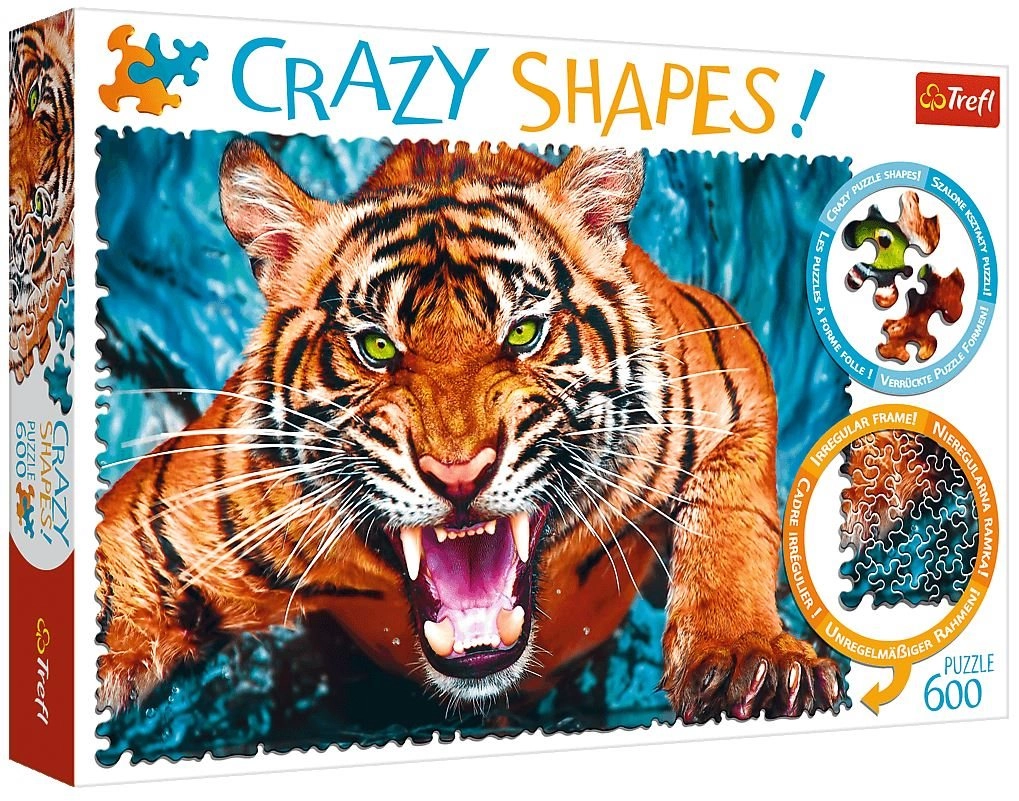E-shop Trefl Crazy Shapes Útok tygra 600 dielov