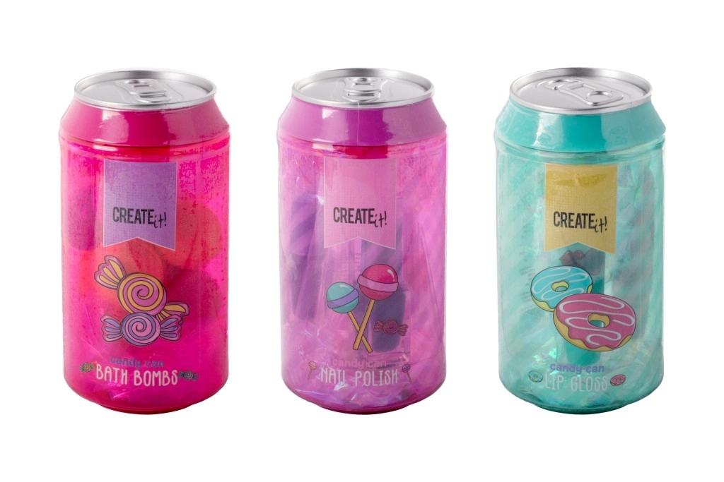 E-shop Kozmetická plechovka CREATE IT! Candy – kúpeľové bomby, laky na nechty alebo lesky na pery
