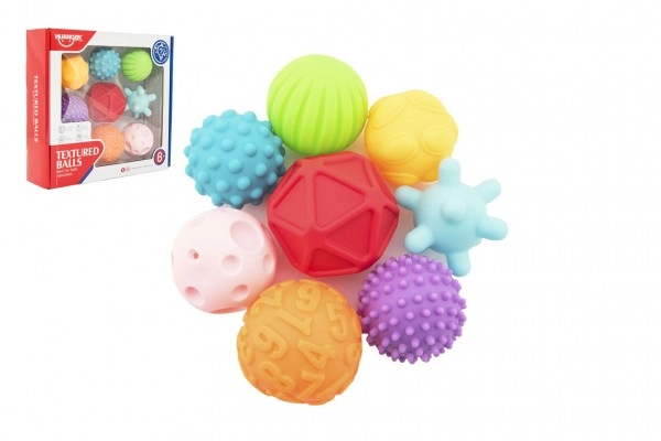 E-shop Teddies Sada loptičiek 9ks s textúrou gumové 6 7cm