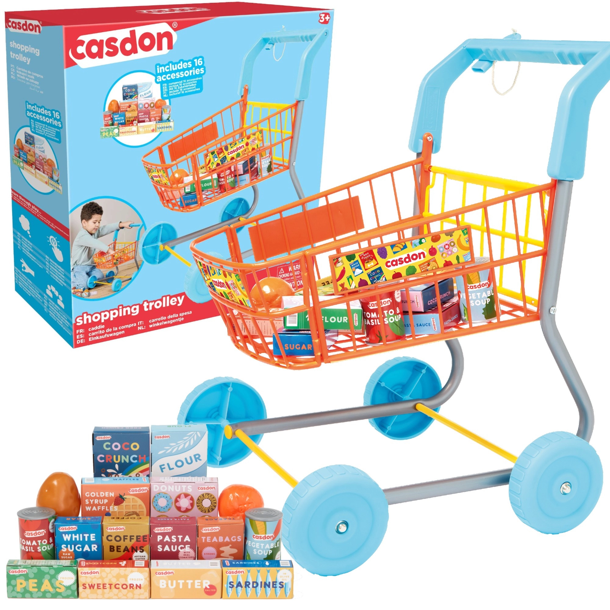Detský nákupný vozík s potravinami 50 cm CASDON Little Shopper