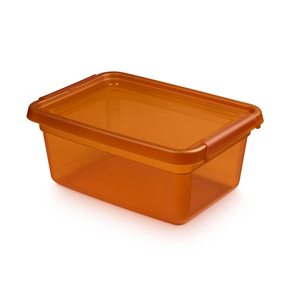 E-shop Basestore úložný box s vekom a klipsami amber 12,5 l