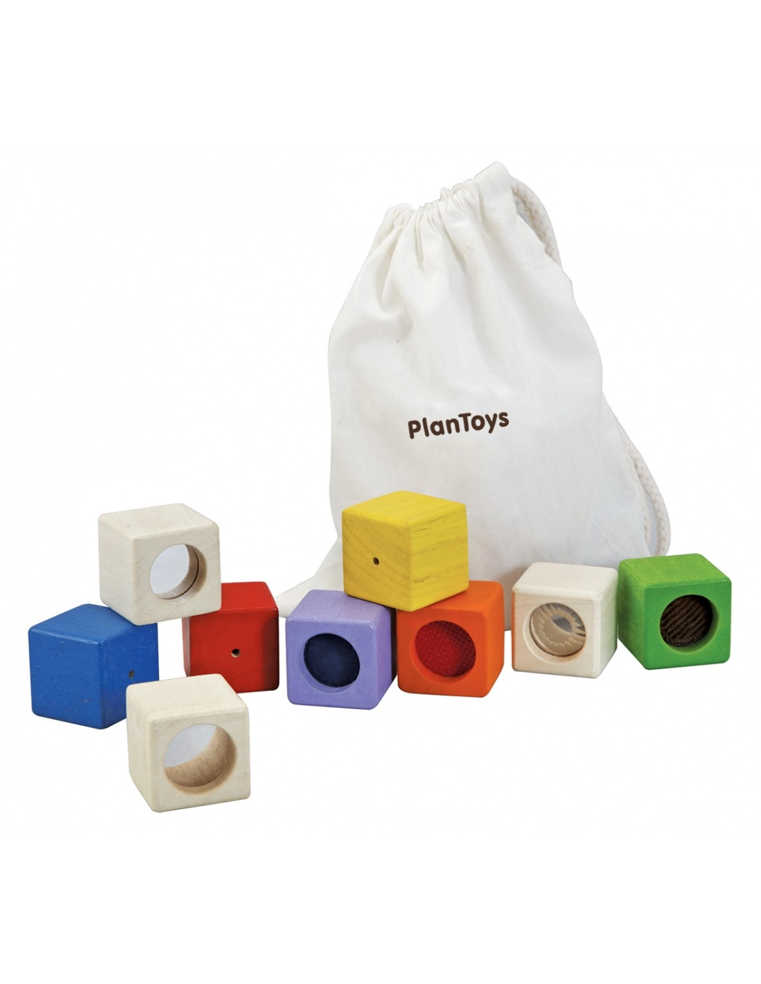 Plan Toys zmyslové kocky – sada 9 ks