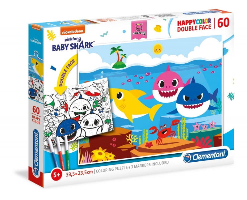 E-shop Obojstranné puzzle a omaľovánka BABY SHARK 60 dielikov