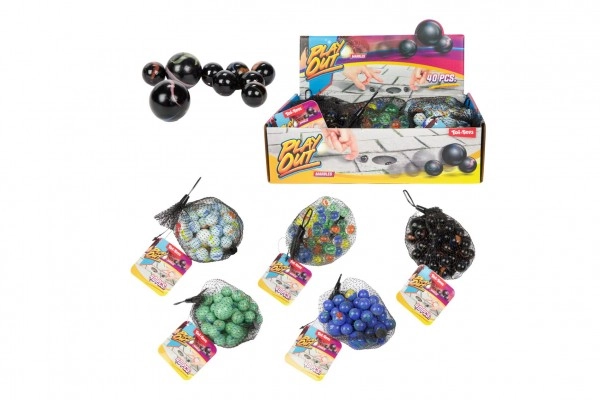 E-shop Guličky sklenené cvrnkacie rôzne veľkosti 40ks mix farieb