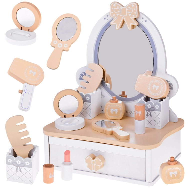 Drevený toaletný stolík pre deti s doplnkami