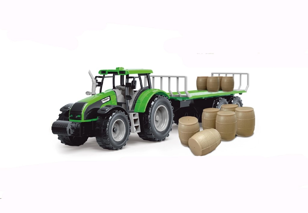 Alltoys Traktor s valníkom a sudami červený