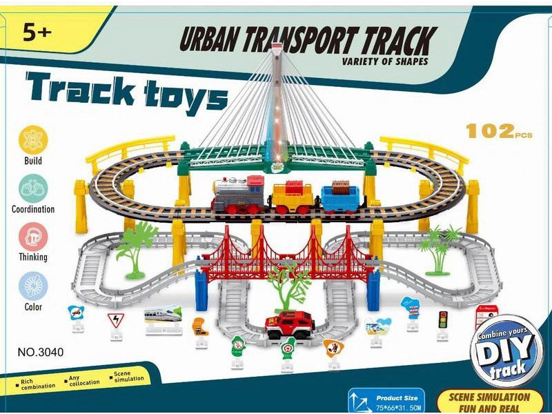 Elektrická vláčkodráha s mostom a autom