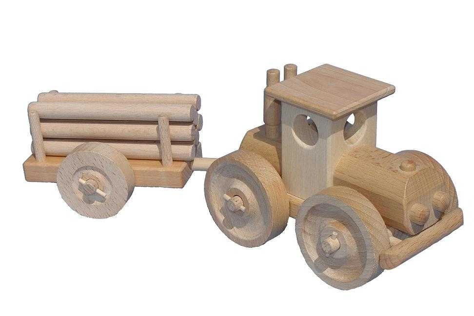 E-shop Ceeda Cavity prírodný drevený veľký traktor s kládama