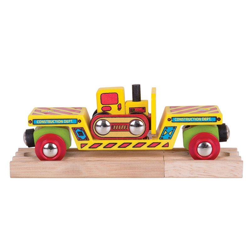 Bigjigs Rail vagónik s buldozérom a 2 koľajnicami