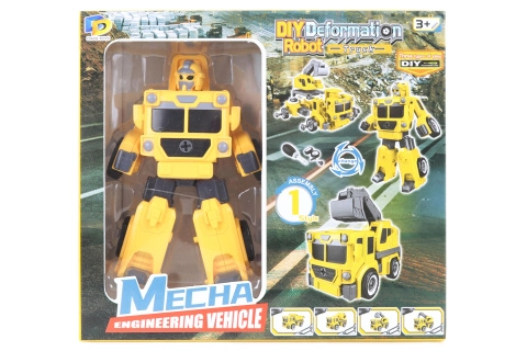 E-shop Skladací skrutkovací robot žltý 2v1 – kamión s bagrom